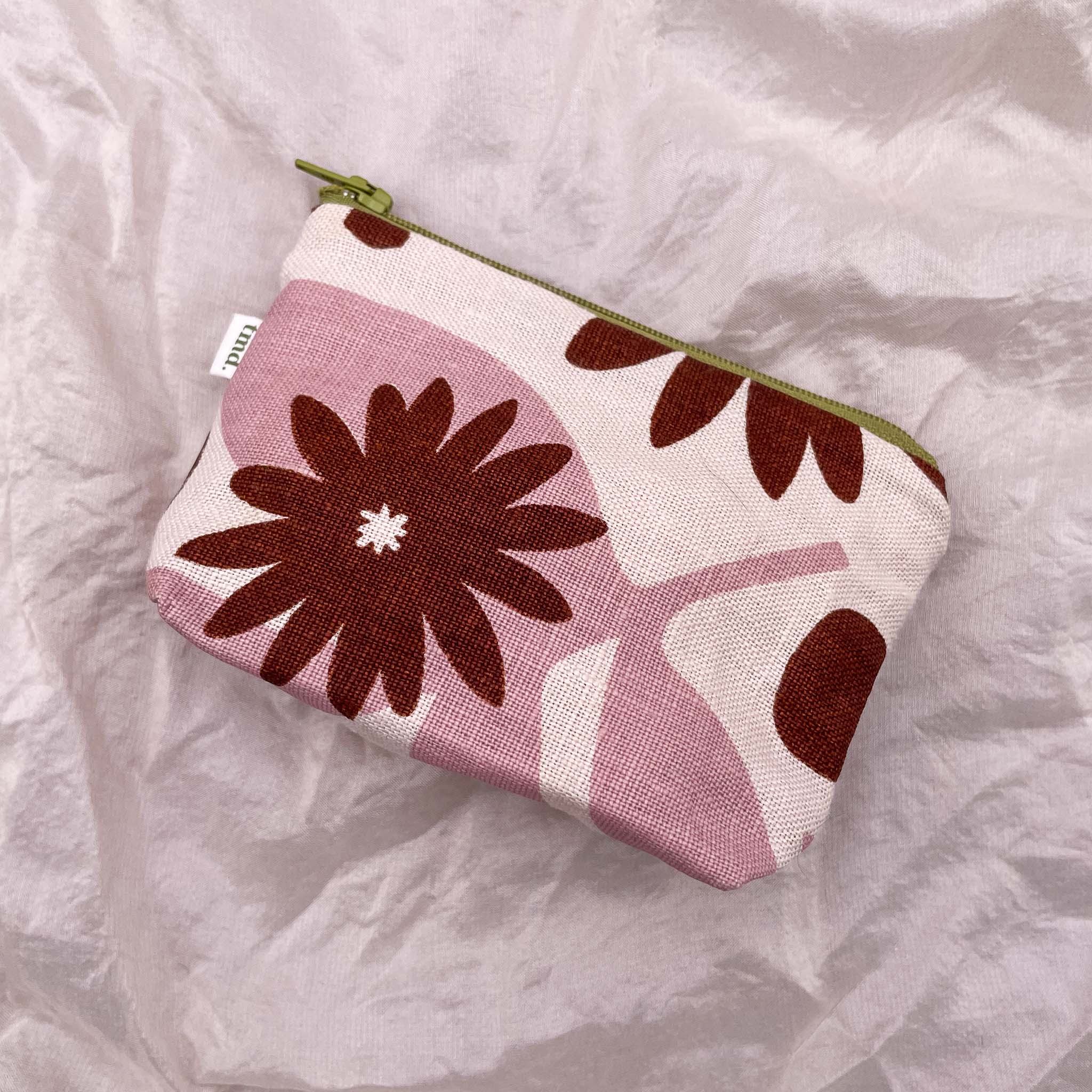 Little Bag - Abstract Floral in Dusty Pink and Chocolate