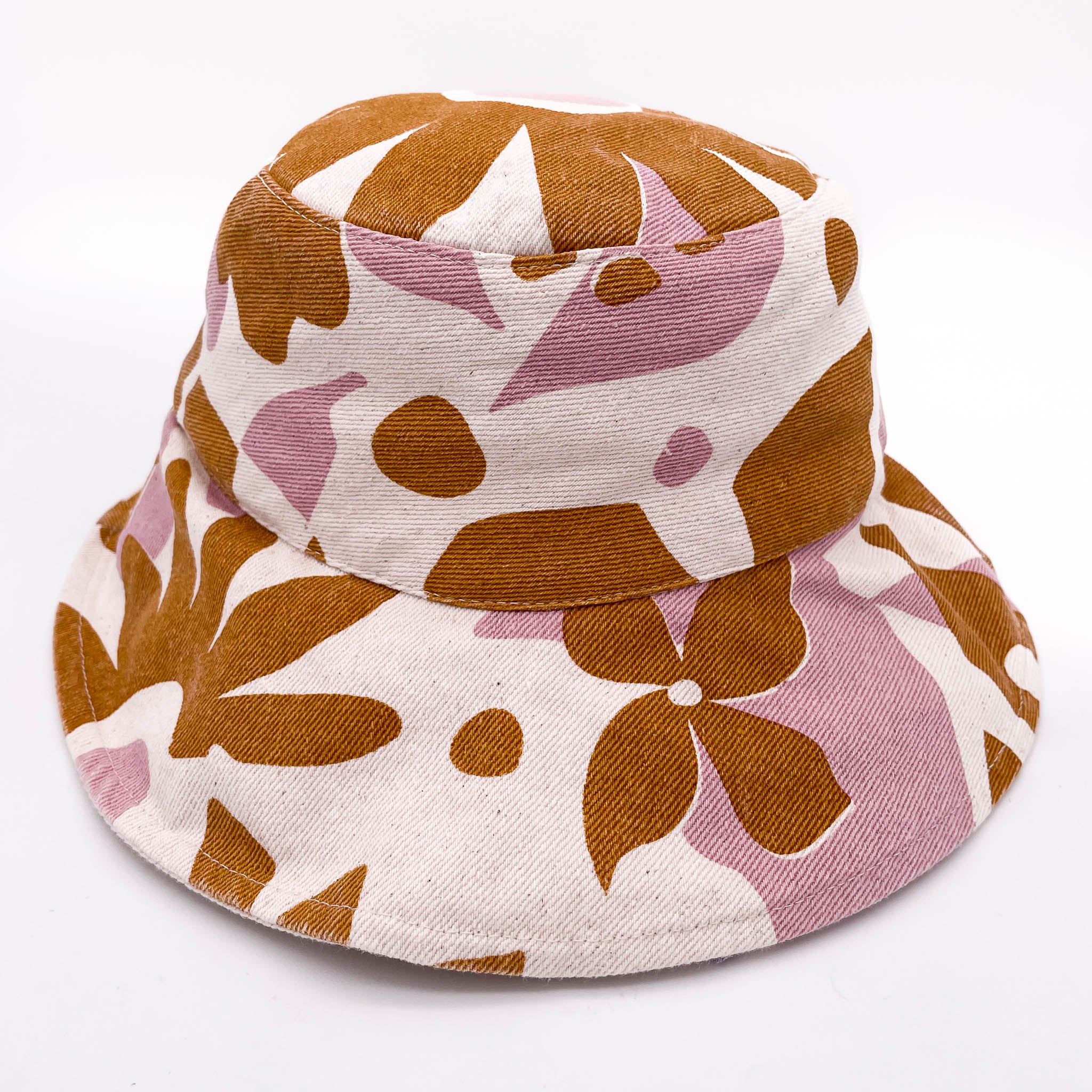 Reversible Denim Bucket Hat - Dusty Pink & Ochre